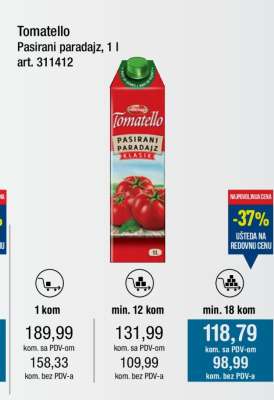 Tomatello pasirani paradajz 1 l