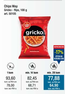 Chips Way Gricko - flips, 100 g