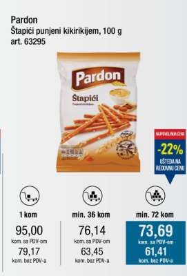 Pardon Štapići punjeni kikirikijem, 100 g