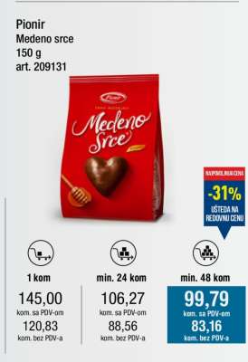 Pionir Medeno srce 150 g