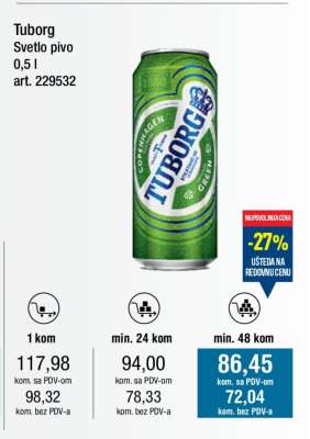 Tuborg Svetlo pivo 0,5 l