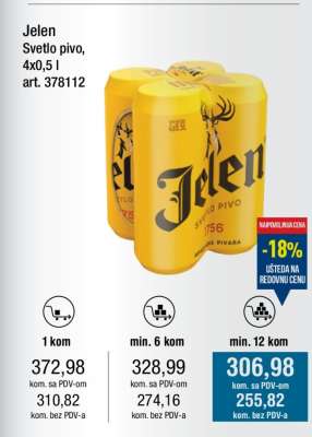Jelen Svetlo pivo, 4x0,5 l