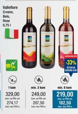 Vallefioire Crveno, Belo, Rose