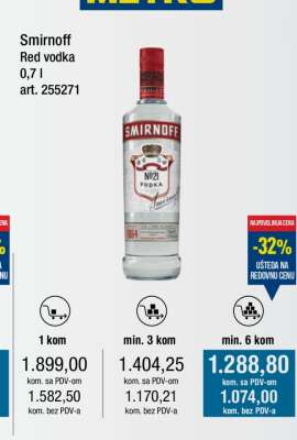 Smirnoff Red vodka 0,7 l