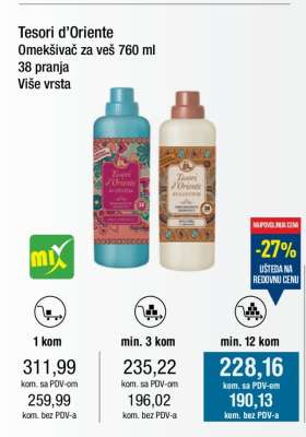 Tesori d'Oriente Omekšivač za veš, 760 ml