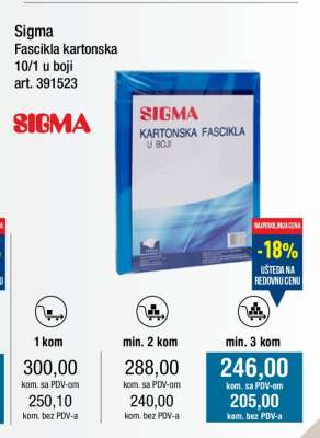 Sigma Fascikla kartonska 10/1 u boji