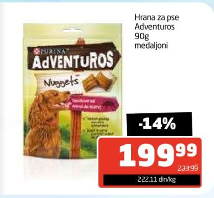 Hrana za pse Adventuros 90g medaljoni