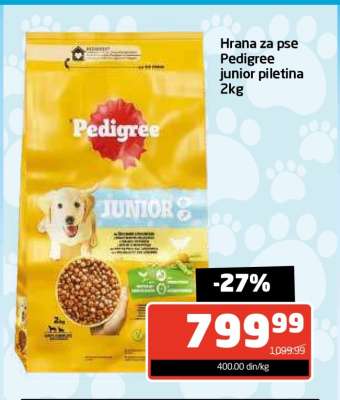 Hrana za pse Pedigree junior piletina 2kg