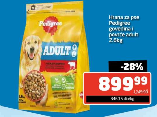 Hrana za pse Pedigree govedina i povrće adult 2.6kg