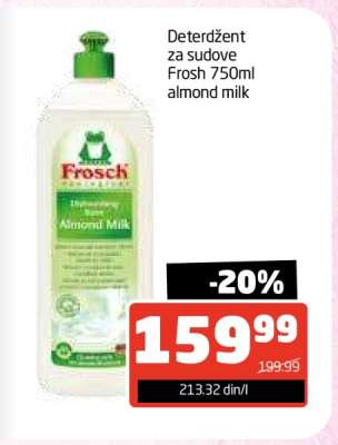 Deterdžent za sudove Frosch 750ml almond milk