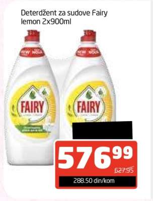 Deterdžent za sudove Fairy lemon 2x900ml