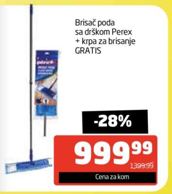 Brisač poda sa držkom Perex + krpa za brisanje