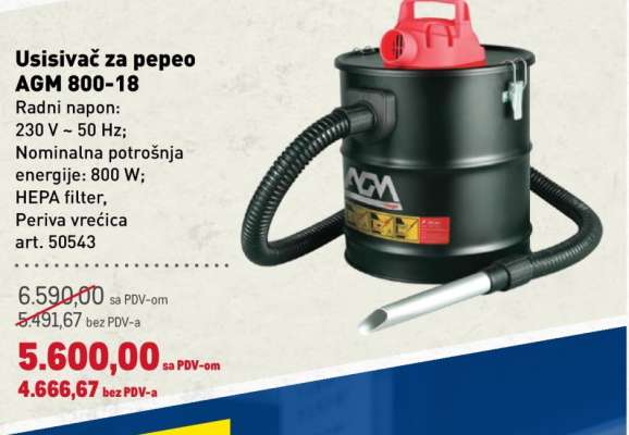 Usisivač za pepeo AGM 800-18