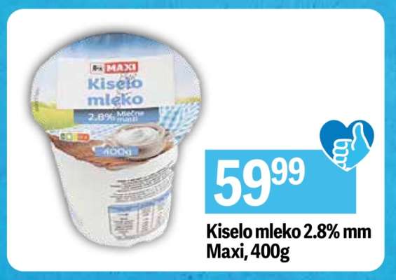 Kiselo mleko 2,8 % mm Maxi 400g