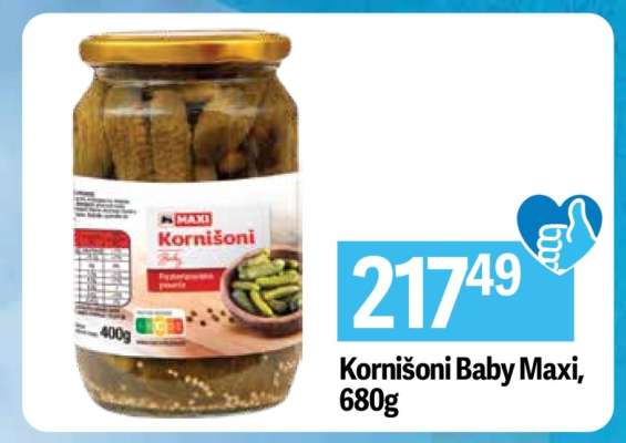 Kornišoni Baby Maxi, 680g