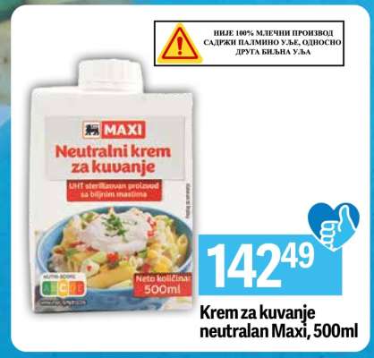 Krem za kuvanje neutralan Maxi 500ml