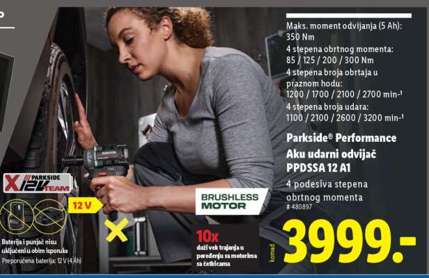 Parkside Performance Aku udarni odvijač PPDSA 12 A1