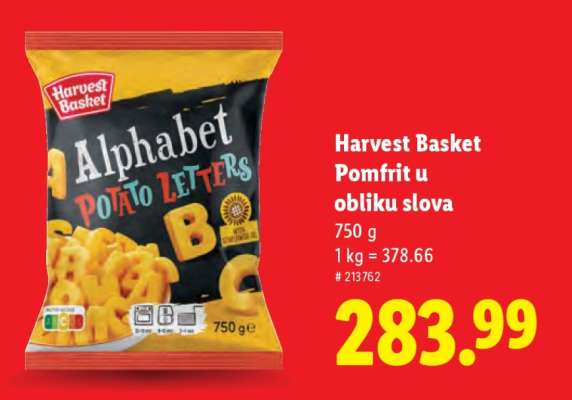 Harvest Basket Pomfrit u obliku slova