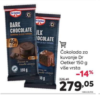 Čokolada za kuvanje Dr. Oetker 150 g više vrsta