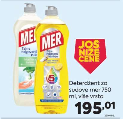 Deterdžent za sudove Mer 750 ml više vrsta