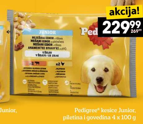 Pedigree® kesice Junior, piletina i govedina 4 x 100 g