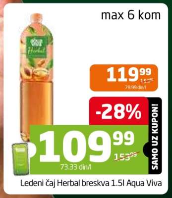 Ledeni čaj Herbal breskva 1.5l Aqua Viva