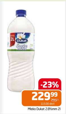 Mleko Dukat 2.8%mm 2l