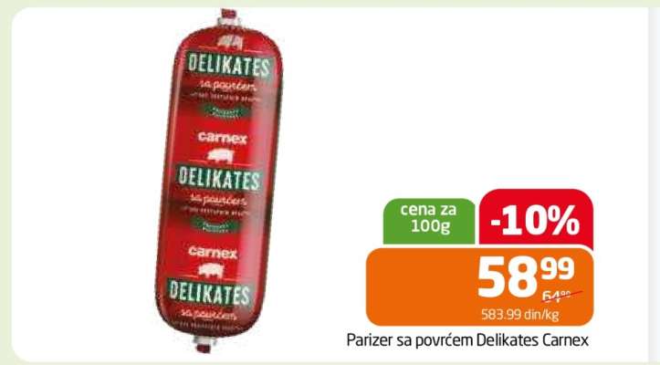 Parizer sa povrćem Delikates Carnex