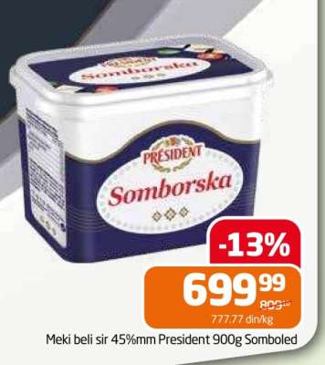 Meki beli sir 45%mm President 900g Somboled