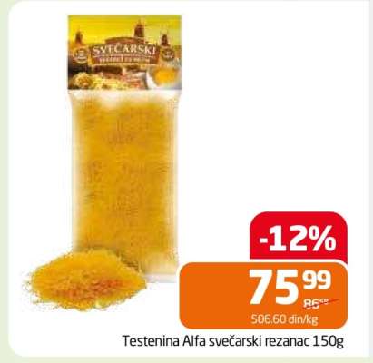 Testenina Alfa svečarski rezanac 150g