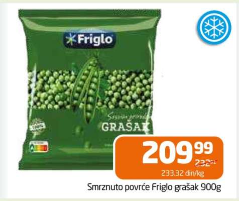 Smrznuto povrće Friglo grašak 900g