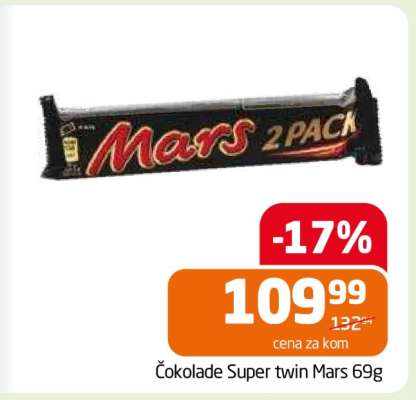 Čokolade Super twin Mars 69g
