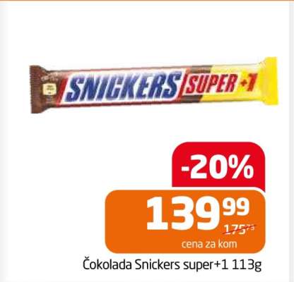 Čokolada Snickers super+1 113g
