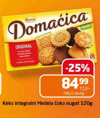 Keks integralni Medela čoko nugat 120g