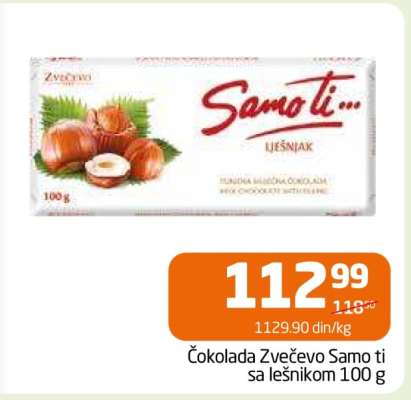 Čokolada Zvečevo Samo ti sa lešnikom 100 g