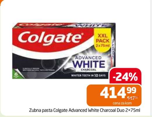 Zubna pasta Colgate Advanced White Charcoal Duo 2×75ml