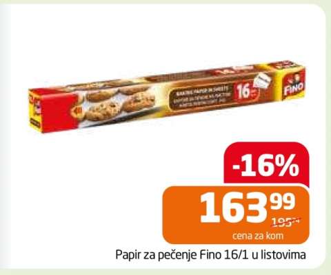 Papir za pečenje Fino 16/1 u listovima