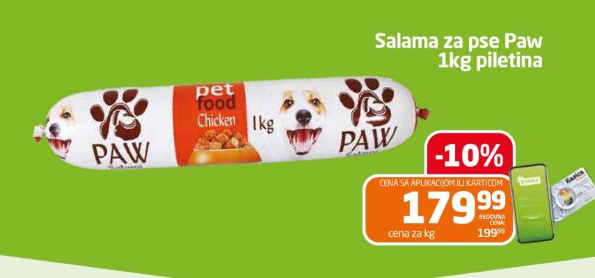 Salama za pse Paw 1kg piletina