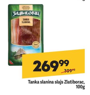 Tanka slanina slajs Zlatiborac 100g