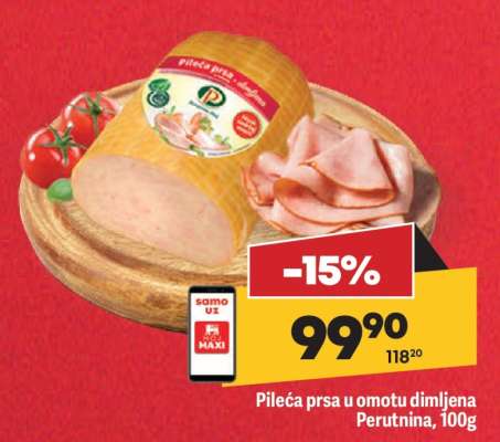 Pileća prsa u omotu dimljena Perutnina, 100g
