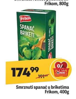 Smrznuti spanać u briketima Frikom 400g