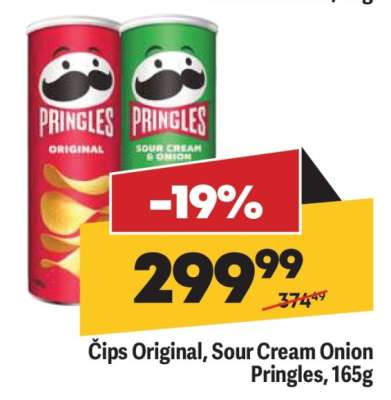 Čips Original Sour Cream Onion Pringles 165g