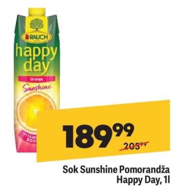 Sok Sunshine Pomorandža Happy Day, 1l