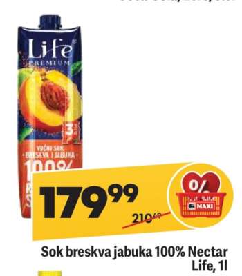 Sok breskva, jabuka 100% Nectar Life 1l