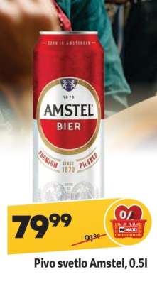 Pivo svetlo Amstel 0,5L