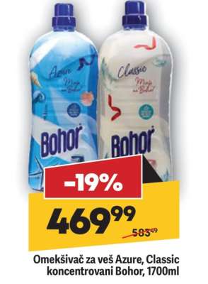 Omekšivač za veš Azure, Classic koncentrovani Bohor, 1700ml