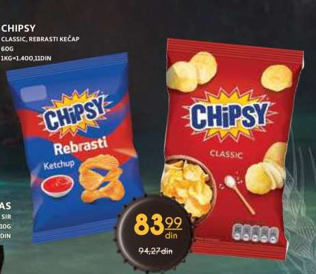 CHIPSY CLASSIC, REBRASTI KEČAP