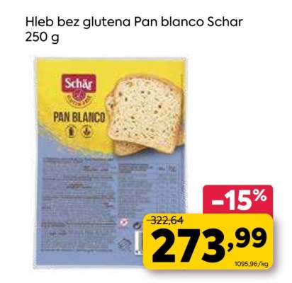 Hleb bez glutena Pan blanco Schar 250 g