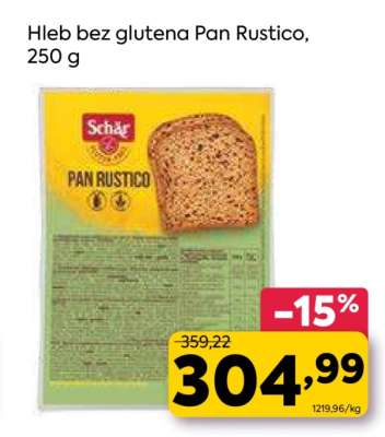Hleb bez glutena Pan Rustico, 250 g