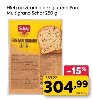 Hleb od žitarica bez glutena Pan Multigrano Schar 250 g